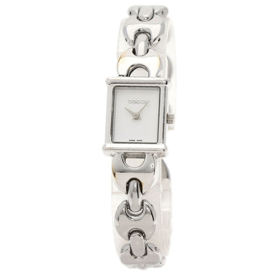 GUCCI Watches Quartz 1800L Stainless Steel , Stainless Steel Silver Square face white dial Women Used Authentic