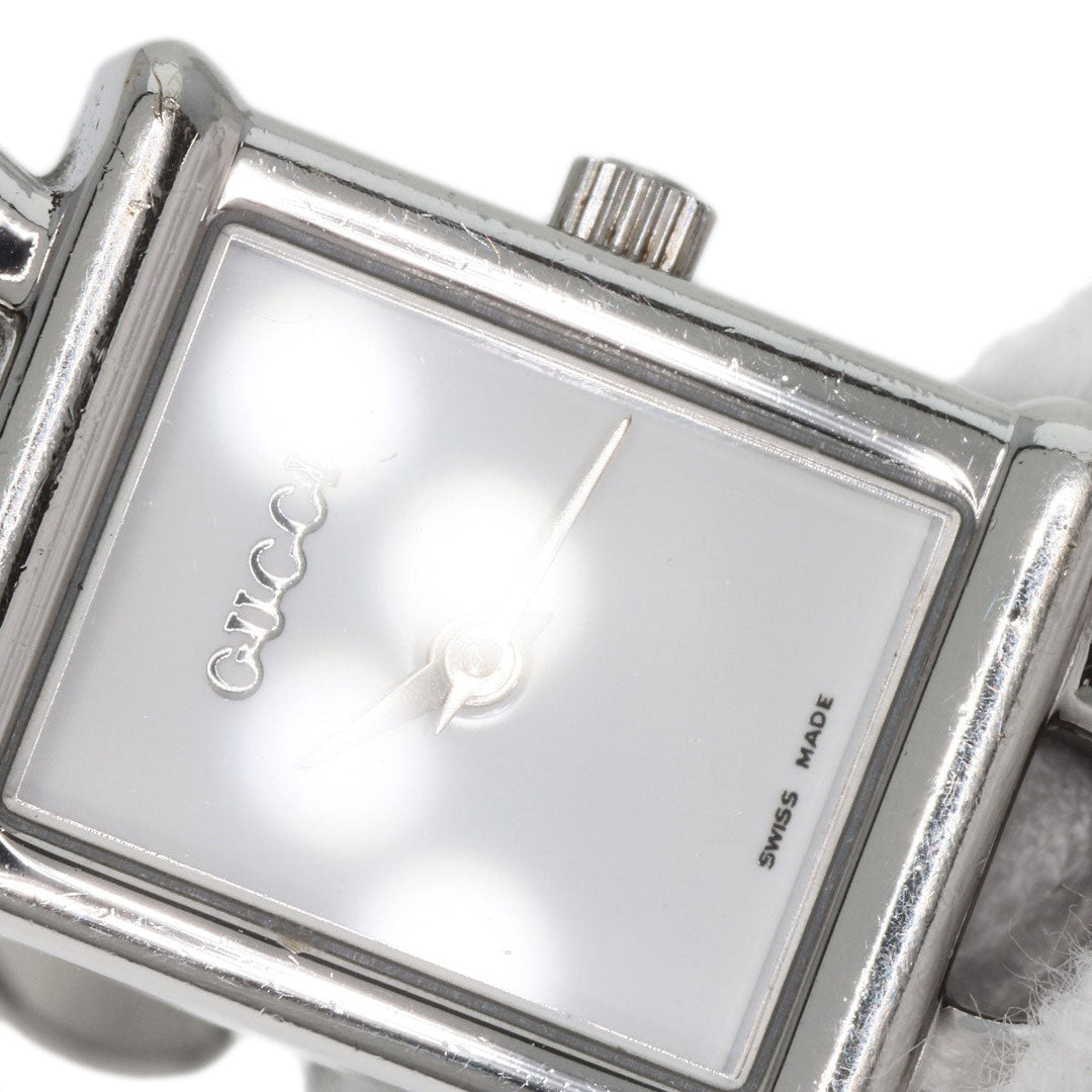GUCCI Watches Quartz 1800L Stainless Steel , Stainless Steel Silver Square face white dial Women Used Authentic