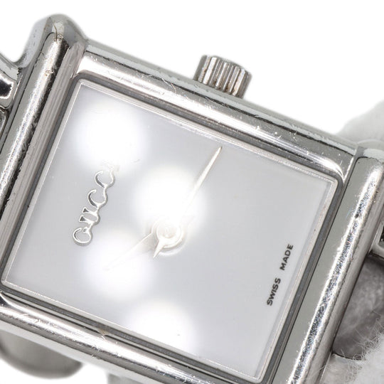 GUCCI Watches Quartz 1800L Stainless Steel , Stainless Steel Silver Square face white dial Women Used Authentic