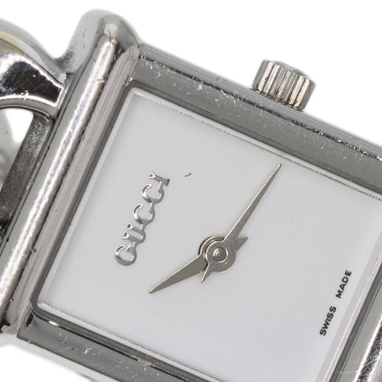 GUCCI Watches Quartz 1800L Stainless Steel , Stainless Steel Silver Square face white dial Women Used Authentic