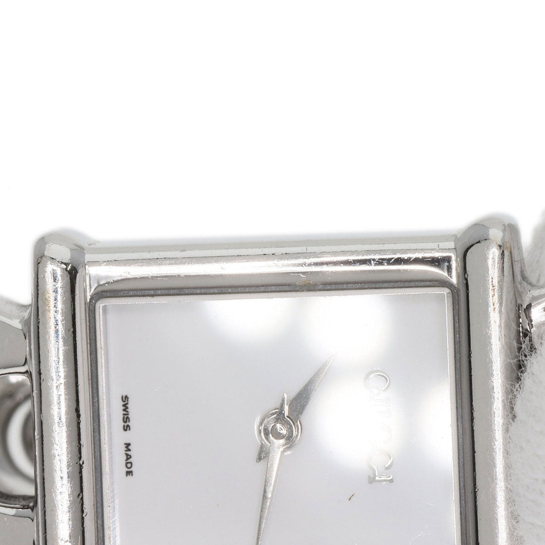 GUCCI Watches Quartz 1800L Stainless Steel , Stainless Steel Silver Square face white dial Women Used Authentic