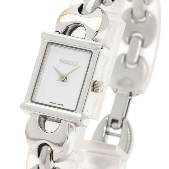 GUCCI Watches Quartz 1800L Stainless Steel , Stainless Steel Silver Square face white dial Women Used Authentic