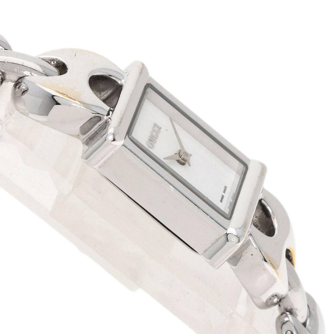 GUCCI Watches Quartz 1800L Stainless Steel , Stainless Steel Silver Square face white dial Women Used Authentic