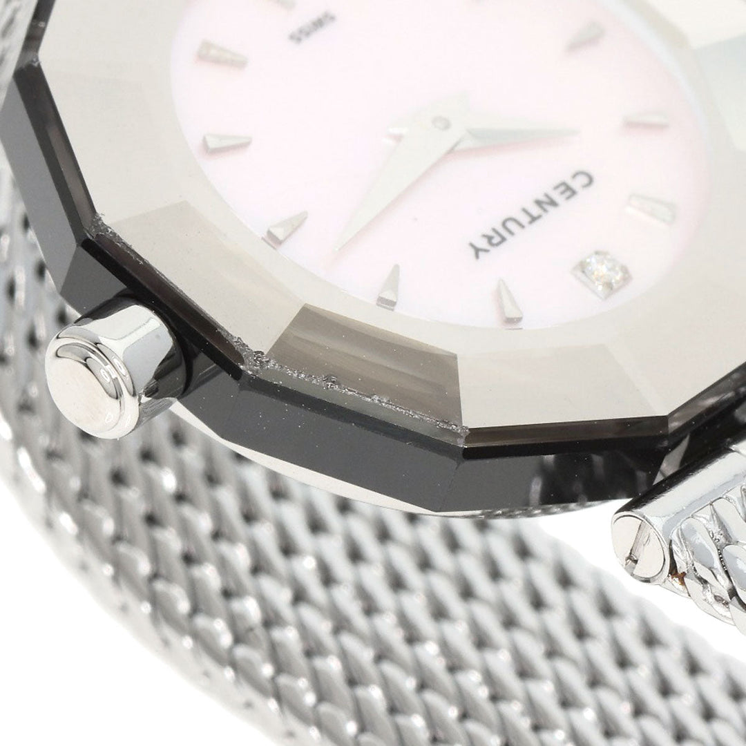 CENTURY Watches Quartz Stainless Steel , Stainless Steel Silver Plat im time Pink shell dial Women Used Authentic