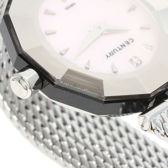 CENTURY Watches Quartz Stainless Steel , Stainless Steel Silver Plat im time Pink shell dial Women Used Authentic