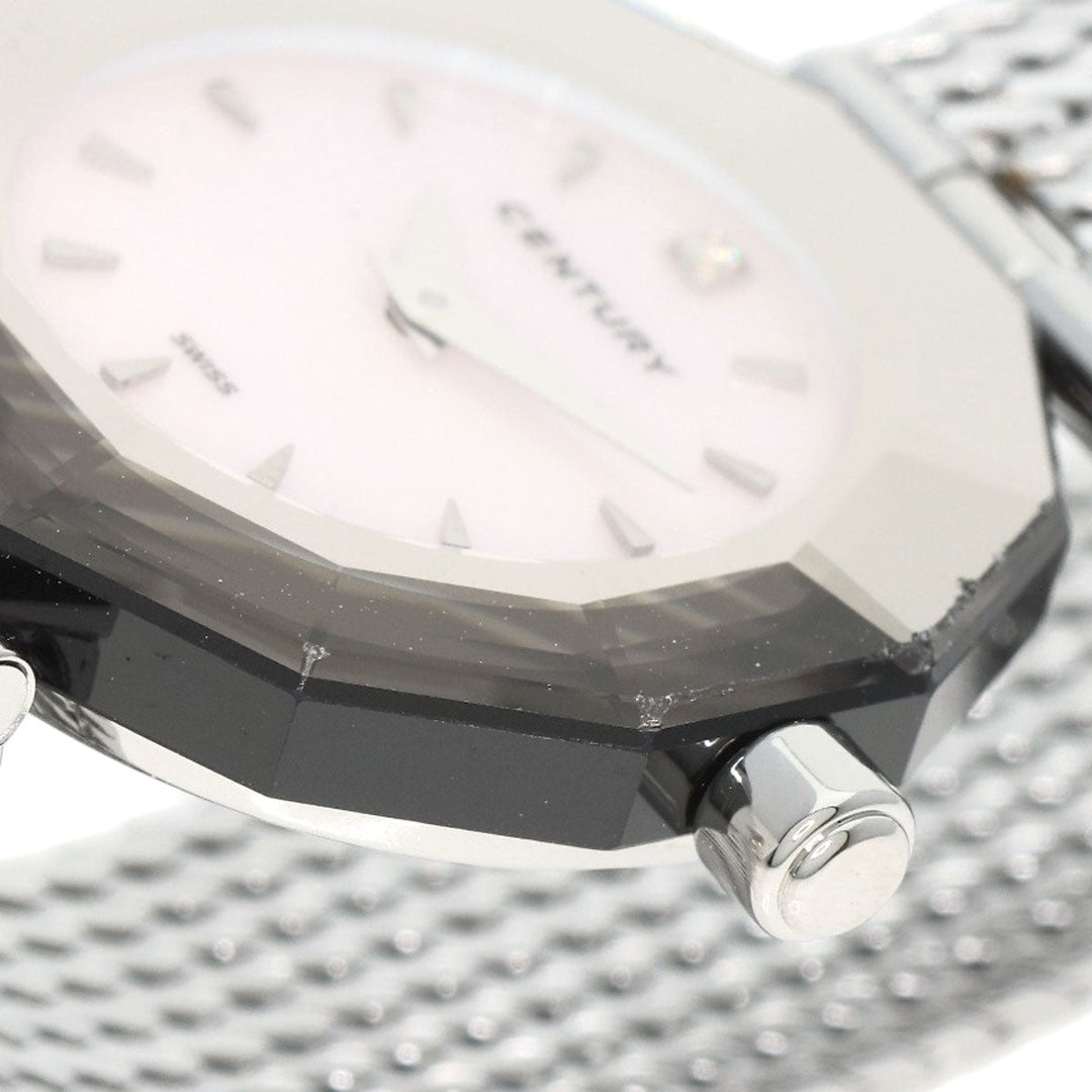 CENTURY Watches Quartz Stainless Steel , Stainless Steel Silver Plat im time Pink shell dial Women Used Authentic