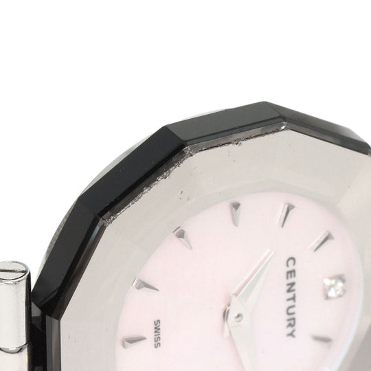 CENTURY Watches Quartz Stainless Steel , Stainless Steel Silver Plat im time Pink shell dial Women Used Authentic