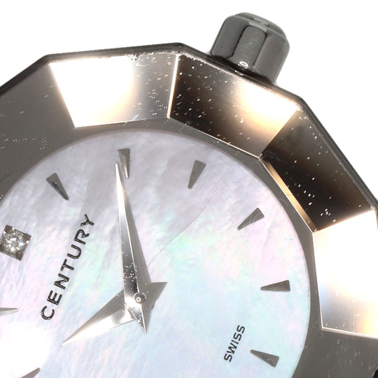 CENTURY Watches Quartz Stainless Steel , Stainless Steel Silver Plat im time Pink shell dial Women Used Authentic