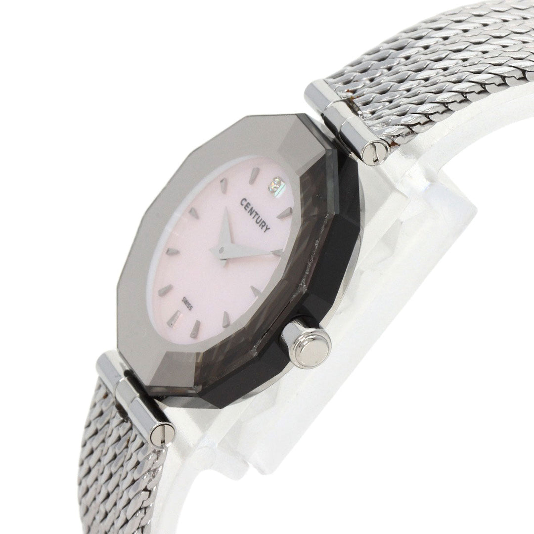 CENTURY Watches Quartz Stainless Steel , Stainless Steel Silver Plat im time Pink shell dial Women Used Authentic