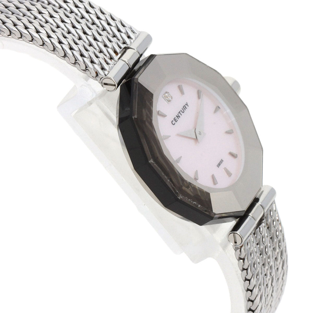 CENTURY Watches Quartz Stainless Steel , Stainless Steel Silver Plat im time Pink shell dial Women Used Authentic