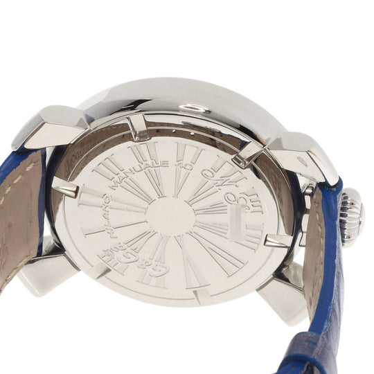 Gaga Milano Watches Quartz Stainless Steel, Leather Silver Manuare 1.6 " White shell dial Women Used Authentic