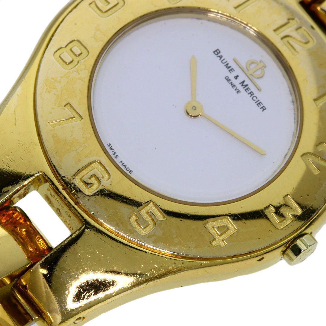 Baume & Mercier Watches Quartz Gold Plated , Gold Plated gold Linea white dial Women Used Authentic