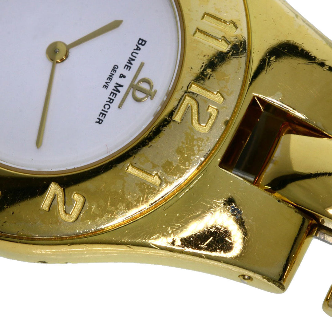Baume & Mercier Watches Quartz Gold Plated , Gold Plated gold Linea white dial Women Used Authentic