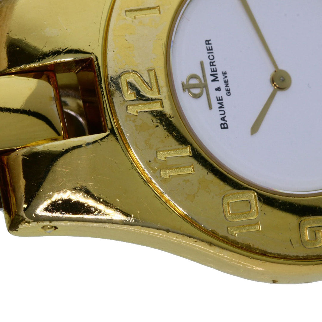 Baume & Mercier Watches Quartz Gold Plated , Gold Plated gold Linea white dial Women Used Authentic