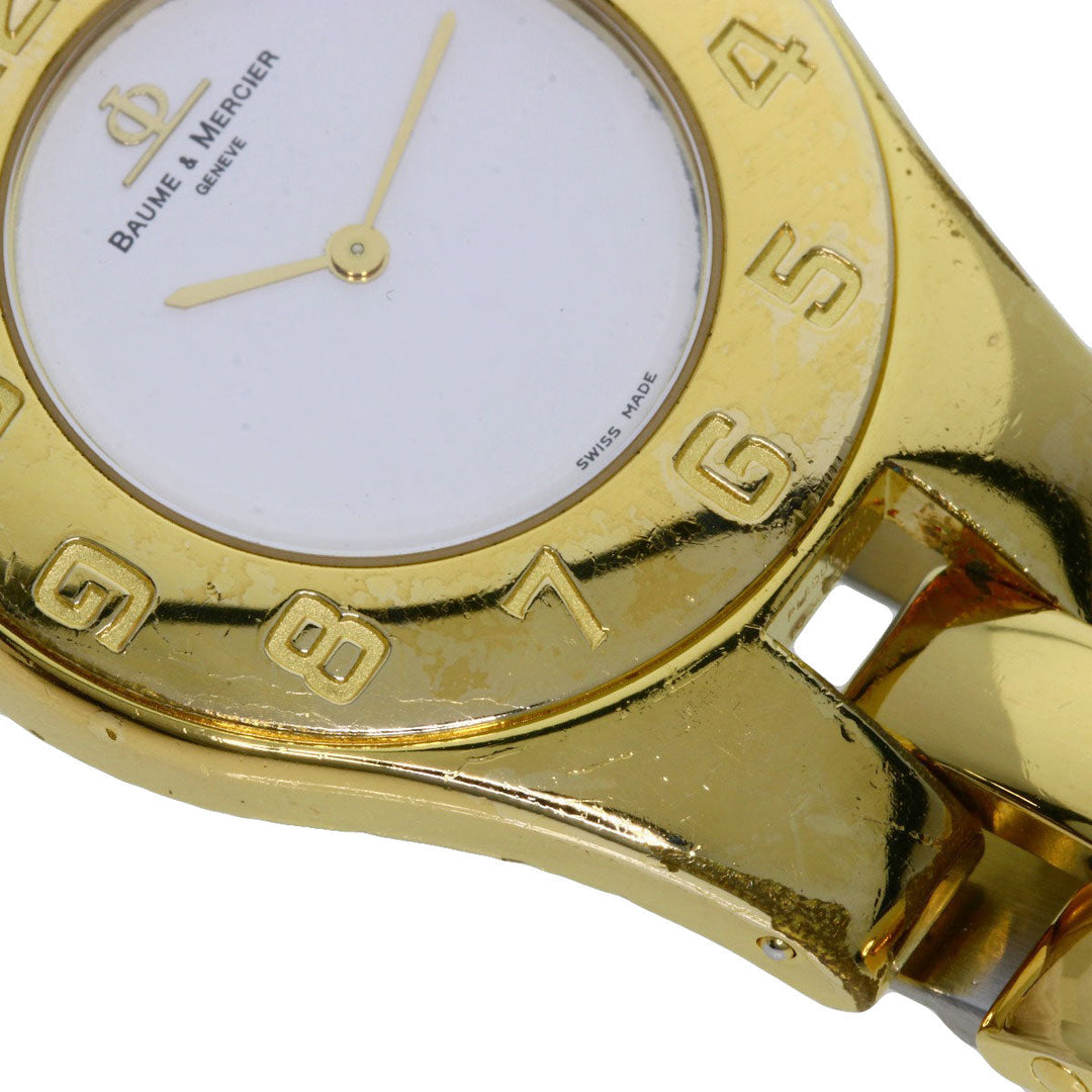 Baume & Mercier Watches Quartz Gold Plated , Gold Plated gold Linea white dial Women Used Authentic