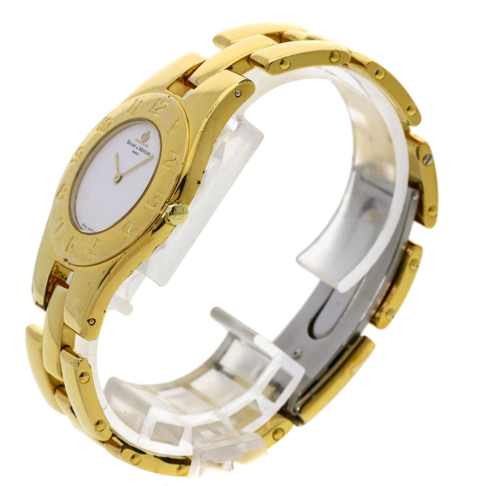 Baume & Mercier Watches Quartz Gold Plated , Gold Plated gold Linea white dial Women Used Authentic