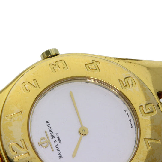 Baume & Mercier Watches Quartz Gold Plated , Gold Plated gold Linea white dial Women Used Authentic