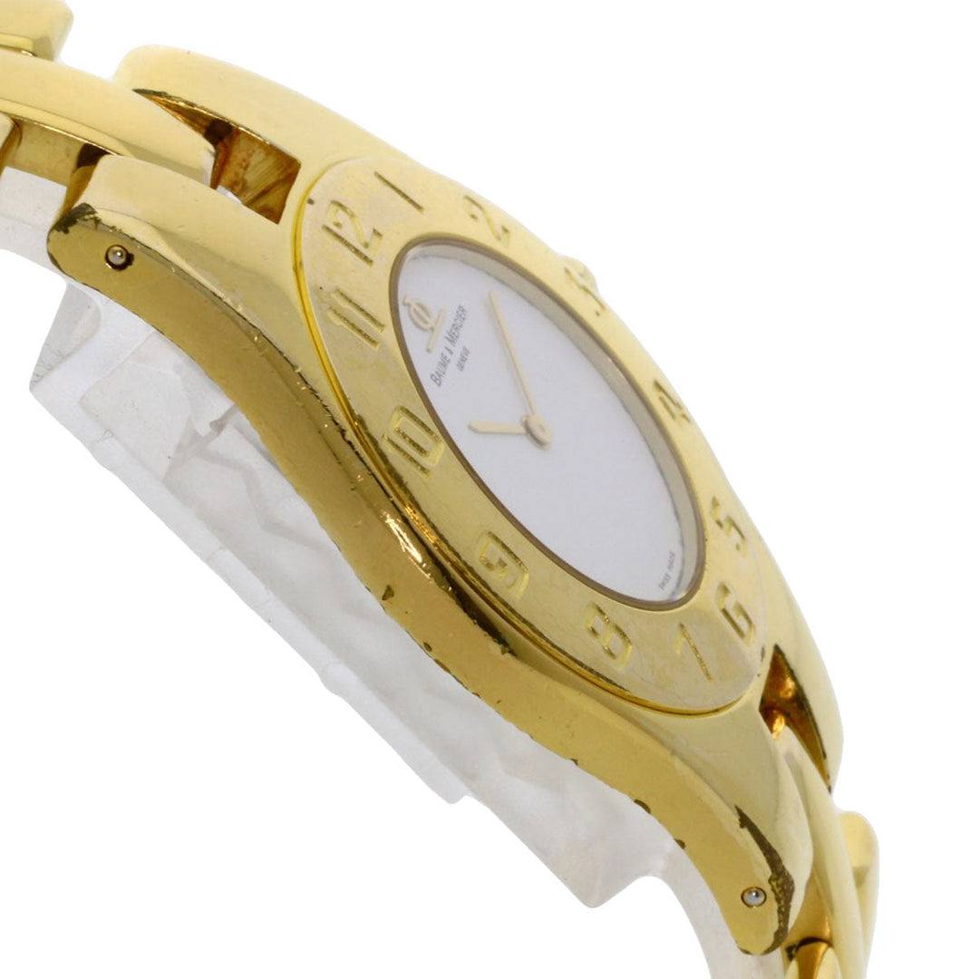 Baume & Mercier Watches Quartz Gold Plated , Gold Plated gold Linea white dial Women Used Authentic