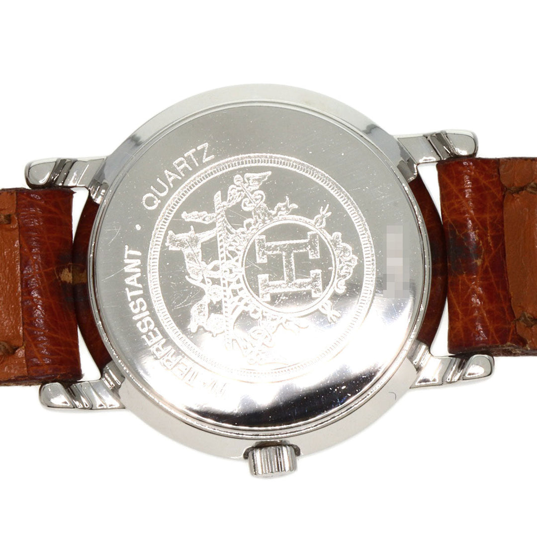 HERMES Watches Quartz Stainless Steel, Leather Silver Serie white dial Women Used Authentic