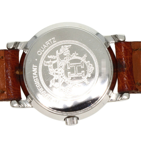 HERMES Watches Quartz Stainless Steel, Leather Silver Serie white dial Women Used Authentic