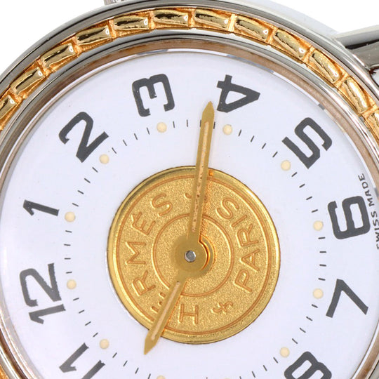 HERMES Watches Quartz Stainless Steel, Leather Silver Serie white dial Women Used Authentic