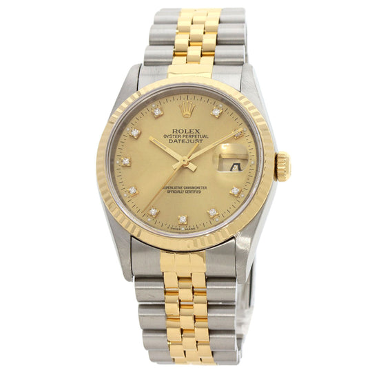 ROLEX Watches Mechanical Automatic 16233G Stainless Steel gold Datejust 10P Diamond Champagne Gold dial