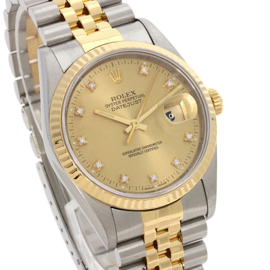 ROLEX Watches Mechanical Automatic 16233G Stainless Steel gold Datejust 10P Diamond Champagne Gold dial