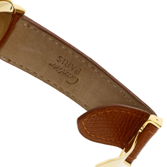 CARTIER Watches Quartz Gold Plated, Leather gold Mast 2 Rondo white dial Boys Used Authentic