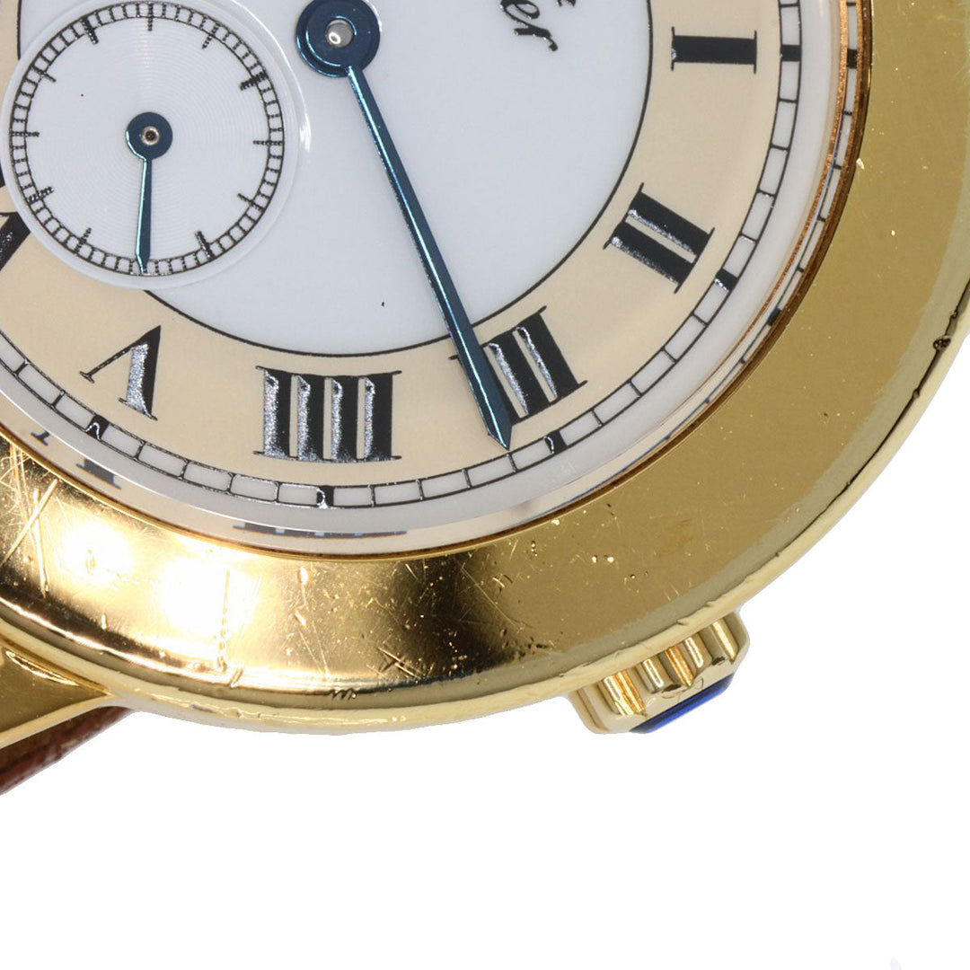 CARTIER Watches Quartz Gold Plated, Leather gold Mast 2 Rondo white dial Boys Used Authentic