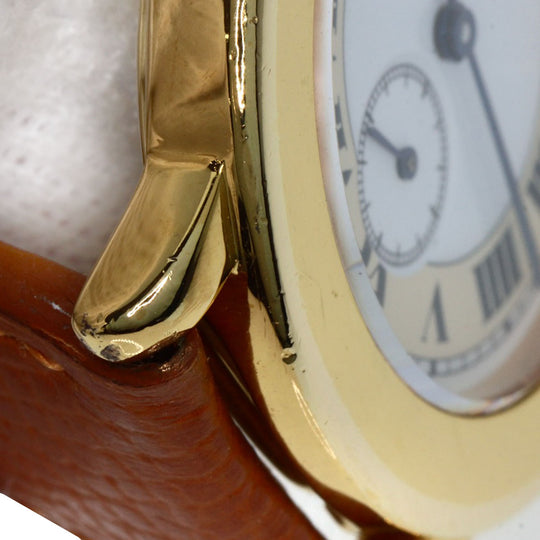 CARTIER Watches Quartz Gold Plated, Leather gold Mast 2 Rondo white dial Boys Used Authentic