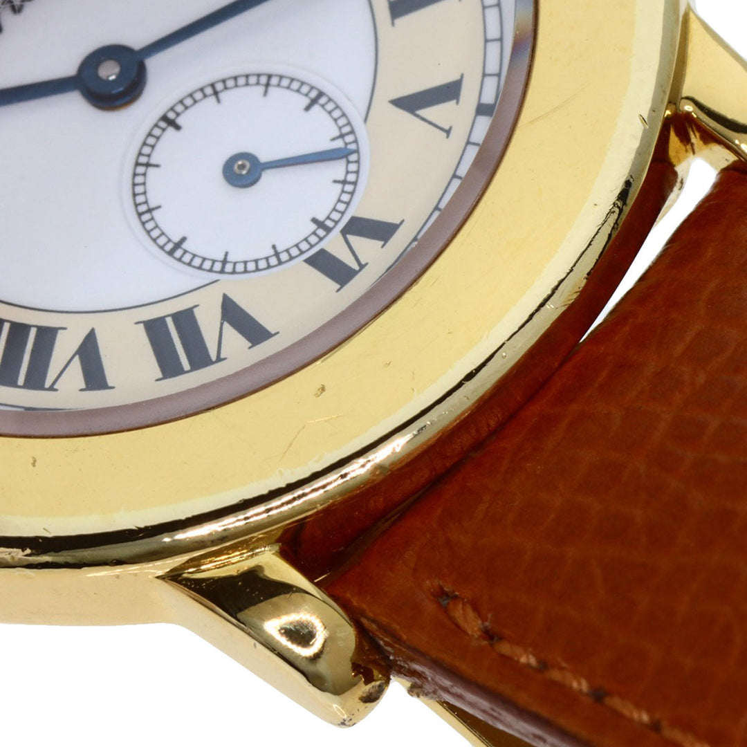 CARTIER Watches Quartz Gold Plated, Leather gold Mast 2 Rondo white dial Boys Used Authentic