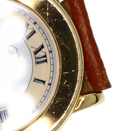 CARTIER Watches Quartz Gold Plated, Leather gold Mast 2 Rondo white dial Boys Used Authentic
