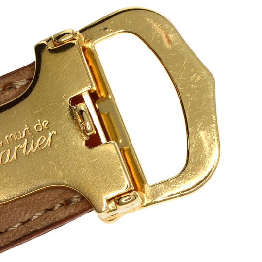 CARTIER Watches Quartz Gold Plated, Leather gold Mast 2 Rondo white dial Boys Used Authentic