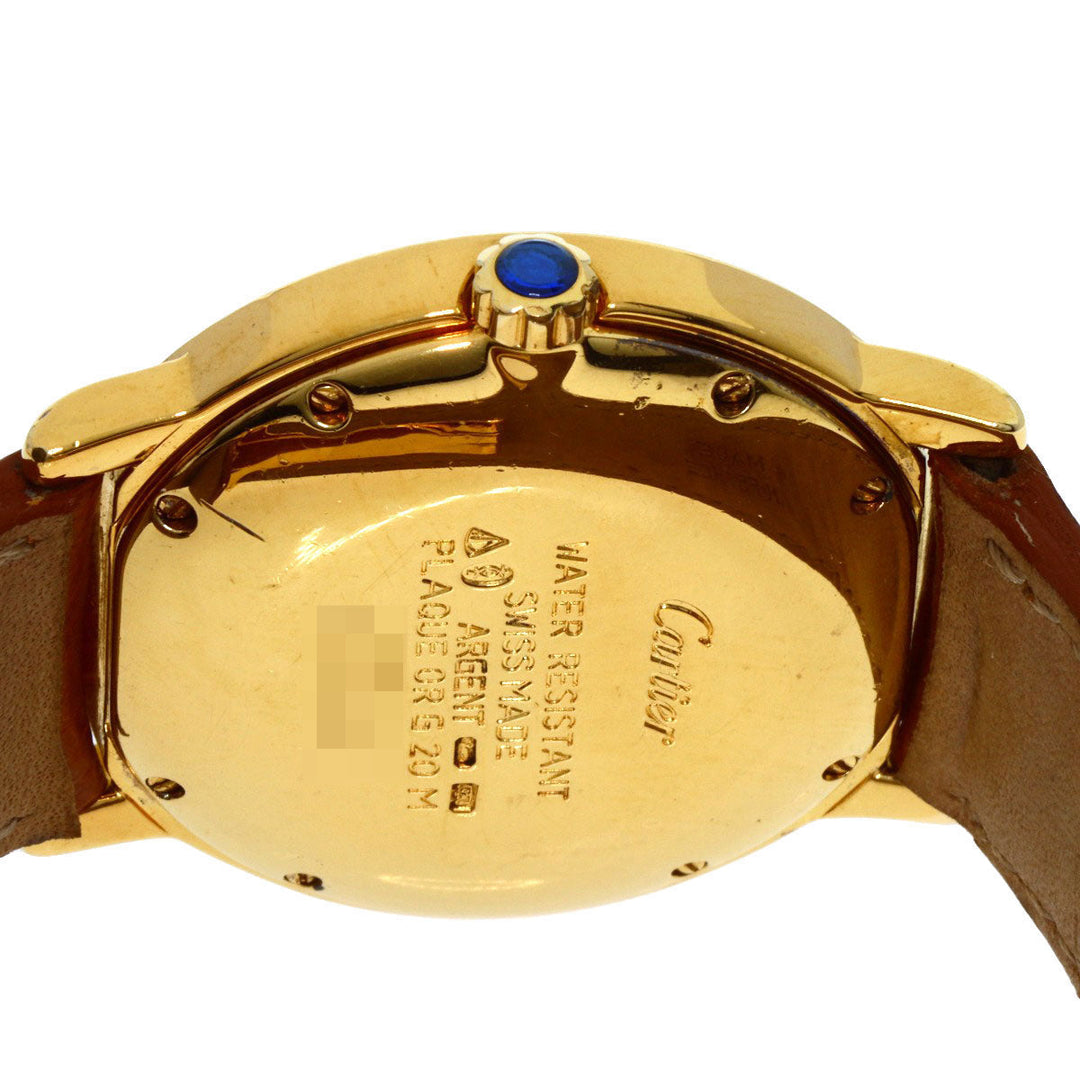 CARTIER Watches Quartz Gold Plated, Leather gold Mast 2 Rondo white dial Boys Used Authentic