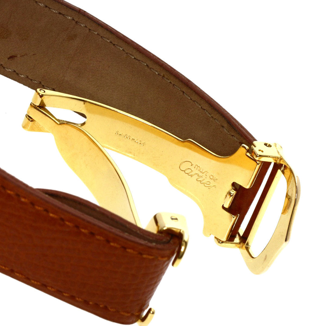 CARTIER Watches Quartz Gold Plated, Leather gold Mast 2 Rondo white dial Boys Used Authentic