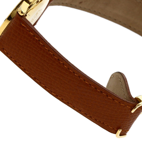 CARTIER Watches Quartz Gold Plated, Leather gold Mast 2 Rondo white dial Boys Used Authentic