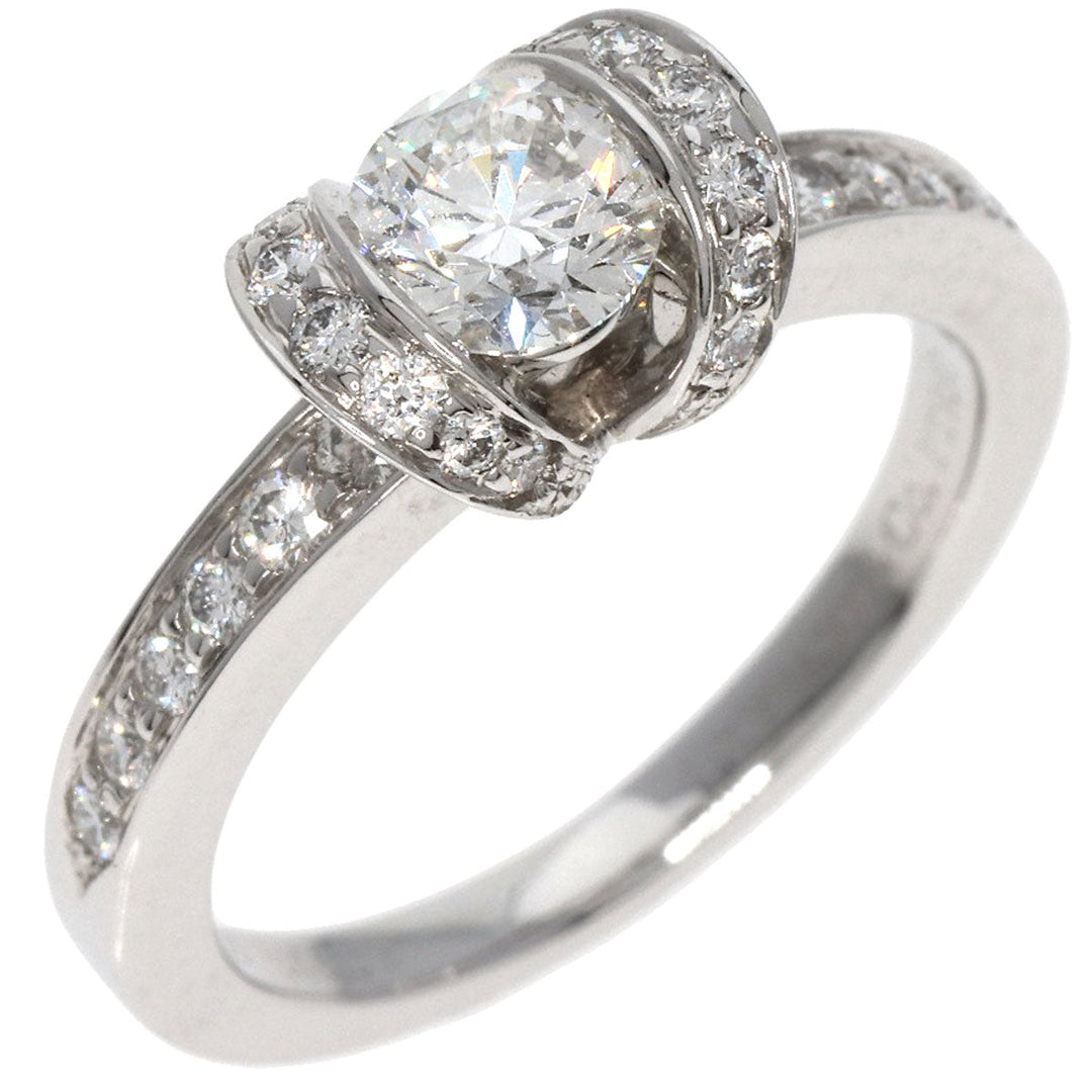 TIFFANY&Co. Ring PT950 Silver Ribbon motif Diamond