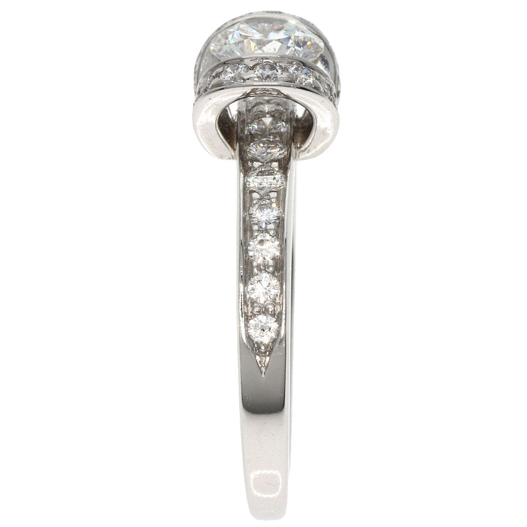 TIFFANY&Co. Ring PT950 Silver Ribbon motif Diamond