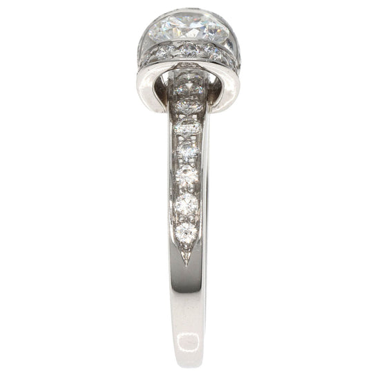 TIFFANY&Co. Ring PT950 Silver Ribbon motif Diamond