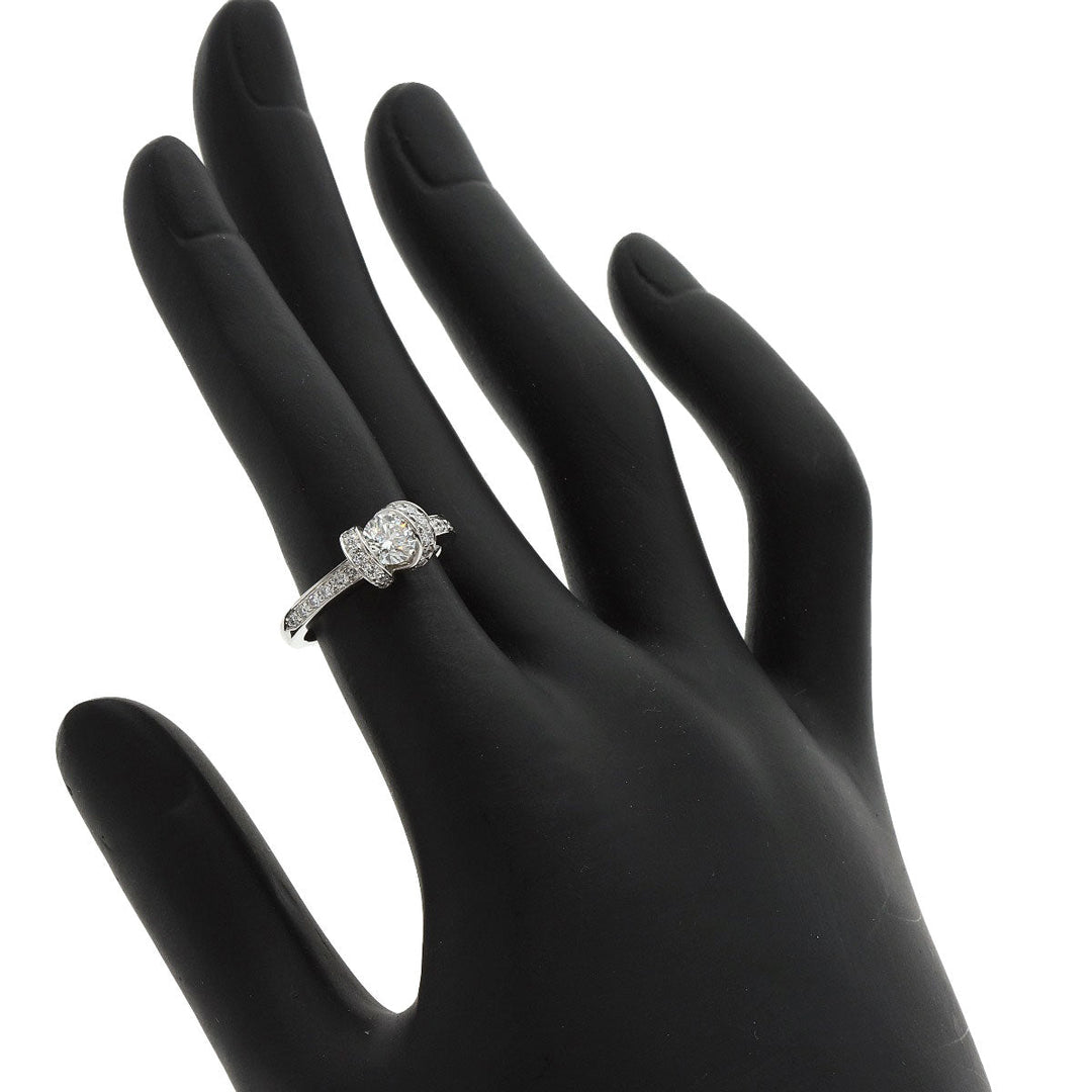 TIFFANY&Co. Ring PT950 Silver Ribbon motif Diamond