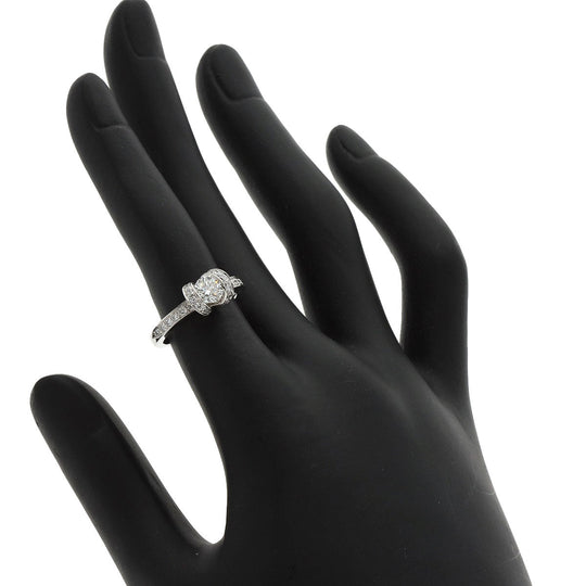 TIFFANY&Co. Ring PT950 Silver Ribbon motif Diamond