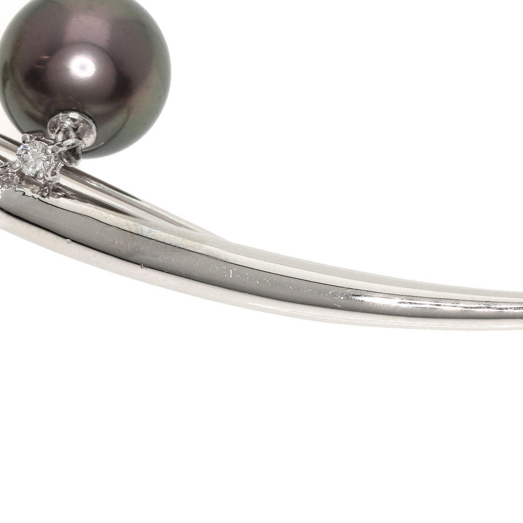 TASAKI Brooch PT900 Silver Black pearl diamond Women Used Authentic
