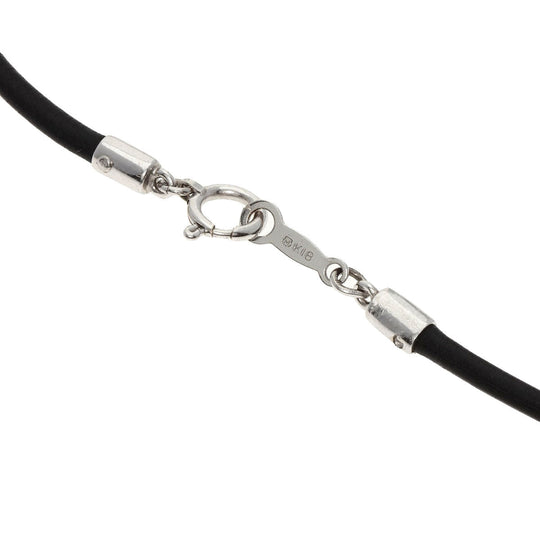 MIKIMOTO Necklace K18WG, leather Silver Design choker Women Used Authentic