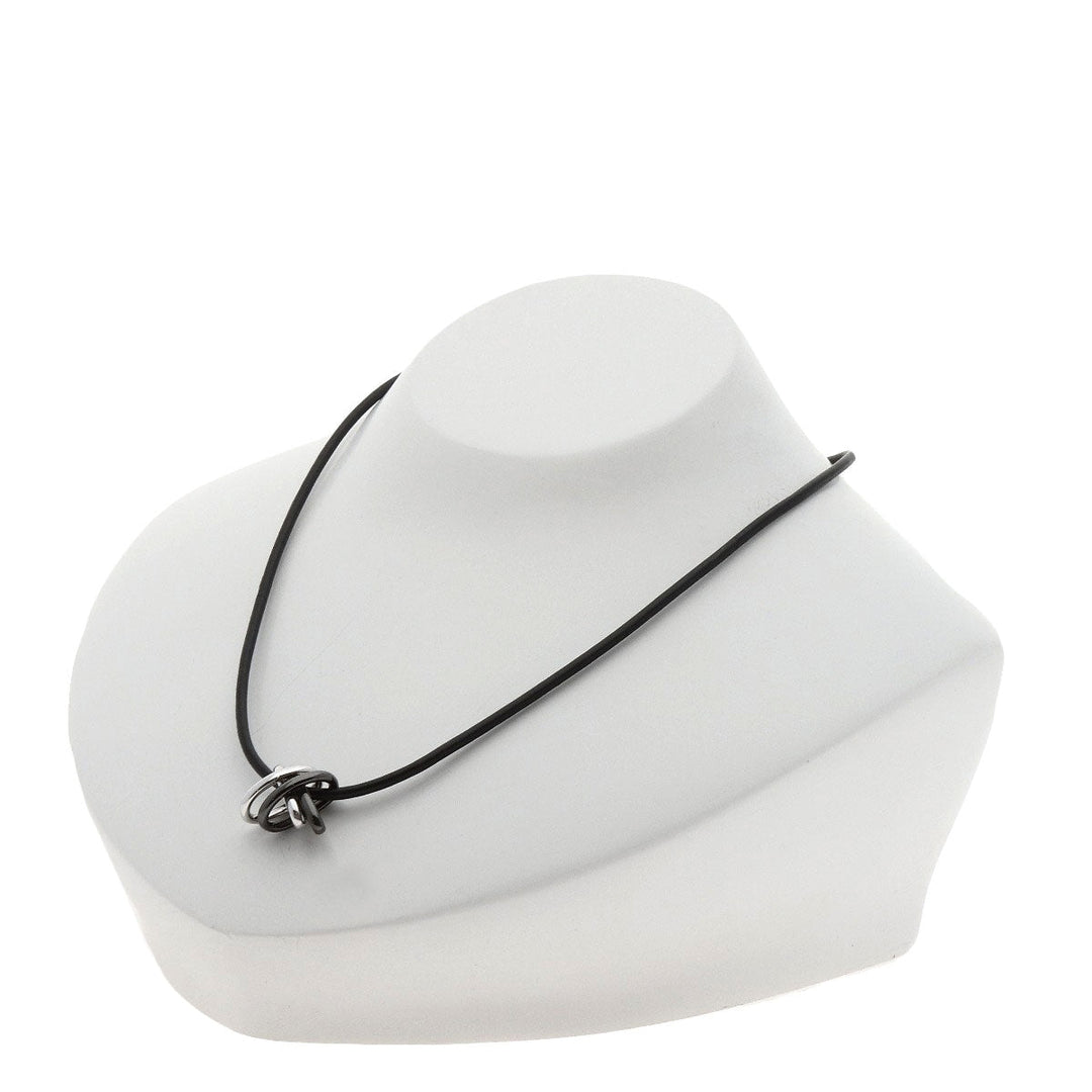 MIKIMOTO Necklace K18WG, leather Silver Design choker Women Used Authentic