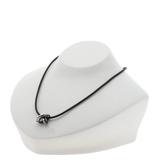 MIKIMOTO Necklace K18WG, leather Silver Design choker Women Used Authentic