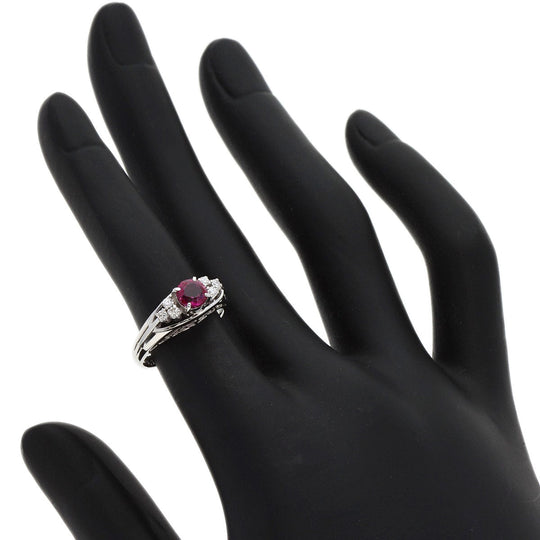 MIKIMOTO Ring PT900 Silver Ruby diamond