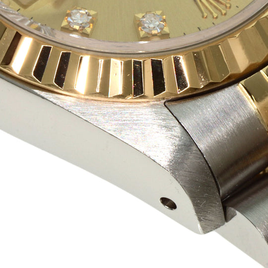 ROLEX Watches Mechanical Automatic 69173G Stainless Steel , SSxK18YG gold Datejust 10P Diamond Champagne Gold dial Women Used Authentic