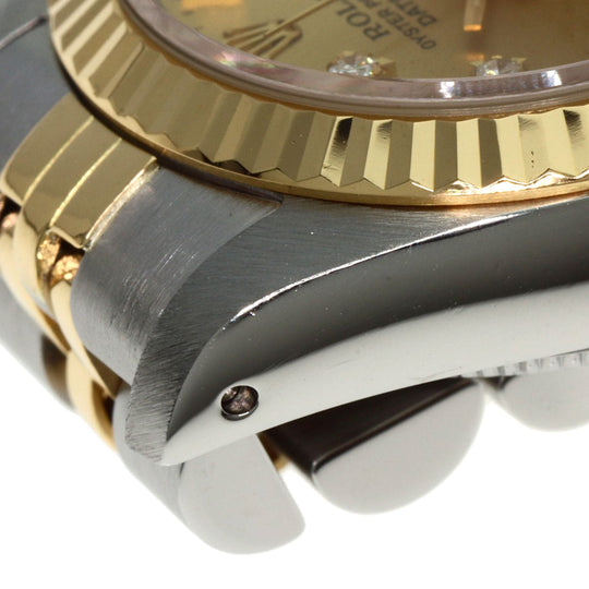 ROLEX Watches Mechanical Automatic 69173G Stainless Steel , SSxK18YG gold Datejust 10P Diamond Champagne Gold dial Women Used Authentic