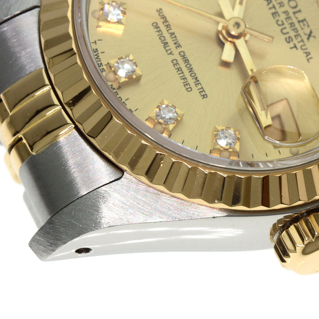 ROLEX Watches Mechanical Automatic 69173G Stainless Steel , SSxK18YG gold Datejust 10P Diamond Champagne Gold dial Women Used Authentic