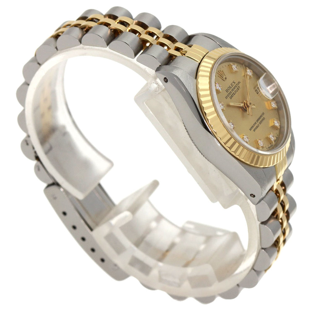 ROLEX Watches Mechanical Automatic 69173G Stainless Steel , SSxK18YG gold Datejust 10P Diamond Champagne Gold dial Women Used Authentic